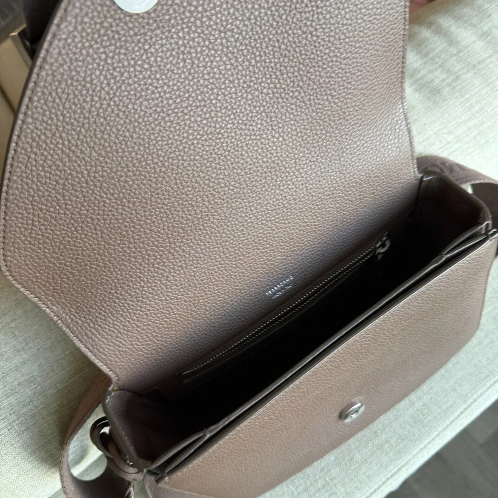 Salvatore Ferragamo Fiamma‎ Crossbody Bag in tan pebbled leather
